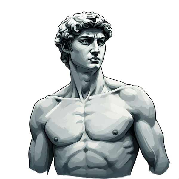 David sculpture in green tone